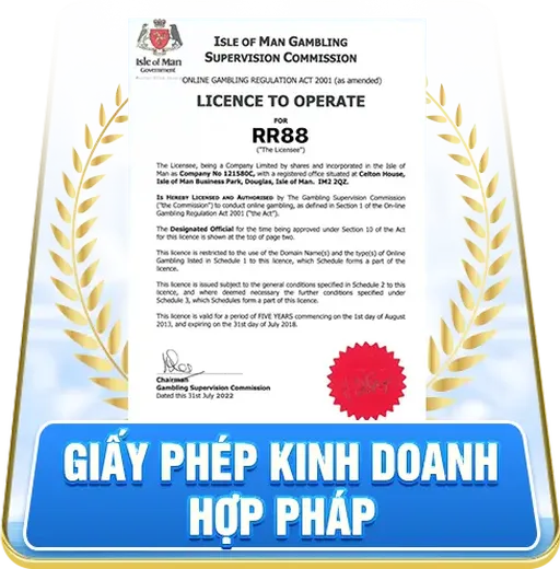 RR88 có giấy phép hoạt động hợp pháp